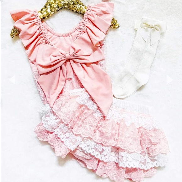 Lace ruffled 2 piece Birthday Girl outfit - Picture 3 of 7